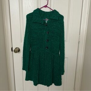 Free People Loch Raven Cardigan/Coat in Emerald Green XS